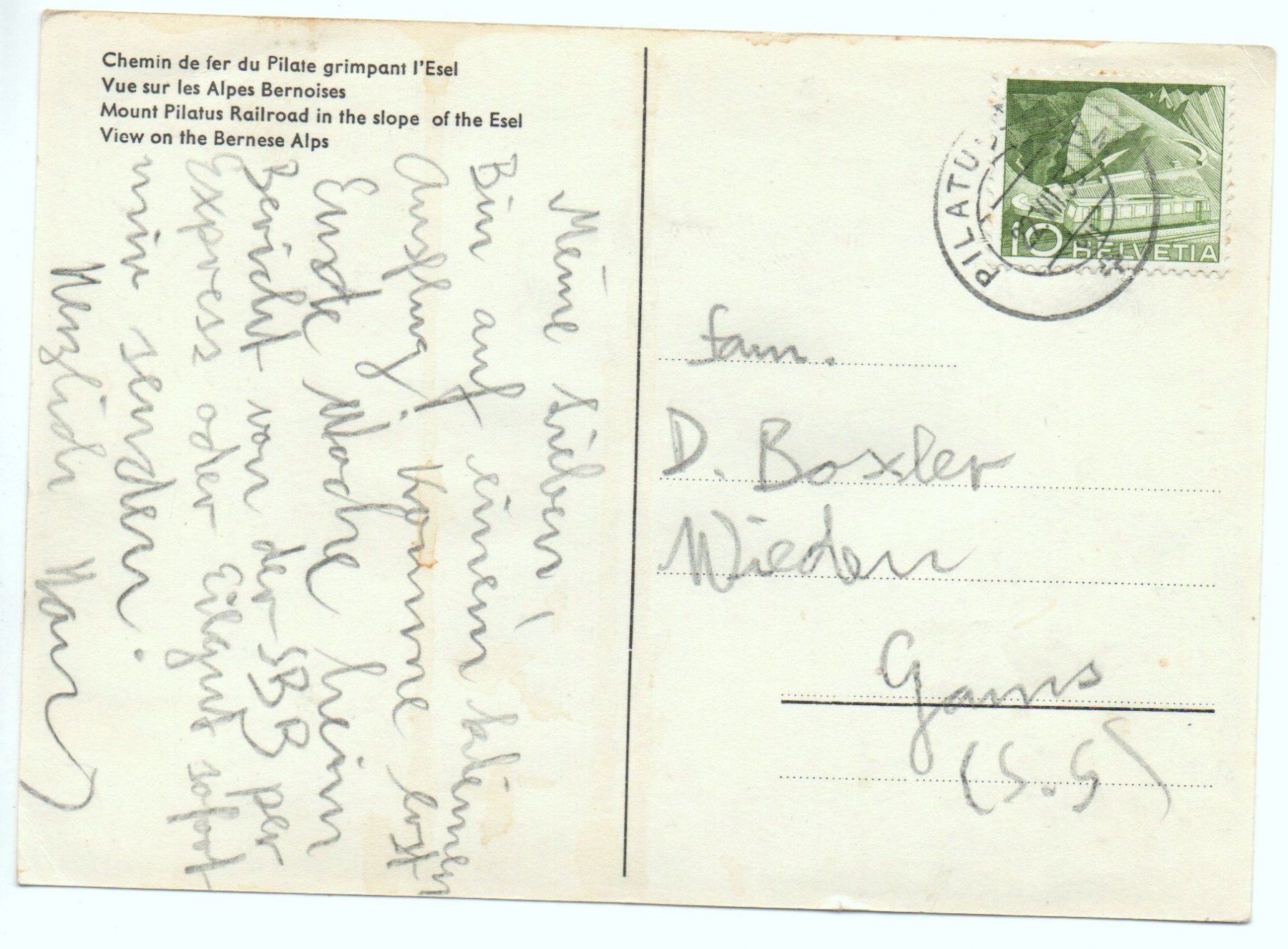 Cartoline postali: PILATUSBAHN – Usato da Jona venduto da philajona 1