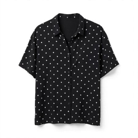 UNIQLO Bluse Damen Gr. M / L schwarz weisse Punkte Kurzarm