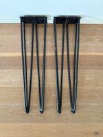 Haarnadelbeine Tischbeine 3er Stange schwarz Metall 2 Stk