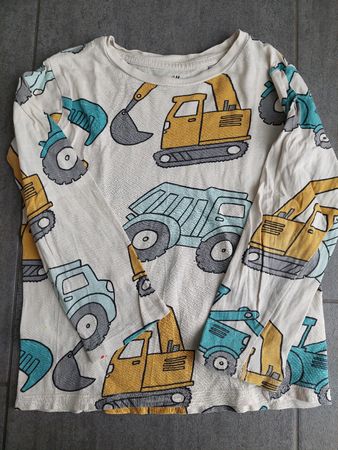 H&M Kinder Shirt, Gr. 110/116, Bagger Motiv, Langarm