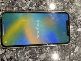 Apple iPhone 11 weiss defektes Display mit Glasbruch