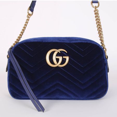 Elegante Gucci Marmont Samt Tasche - Dunkelblau, wie neu!