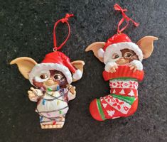 2 Gremlins Weihnachtsbaumschmuck Figuren 