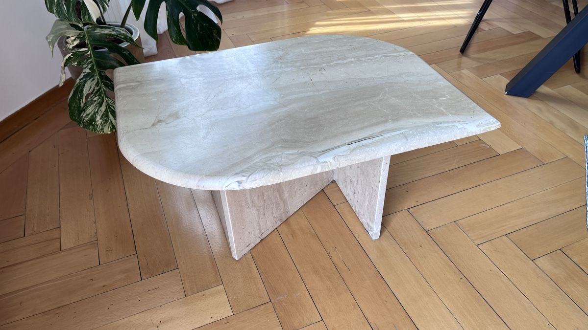 Tische: Vintage Postmodern Italian Travertine Coffee Table – Gebraucht aus Lugano von The_Botanists 2