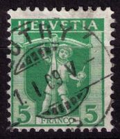 1907_103_Tellknabe 5 Rp._LUTRY 1.l.09_SCHÖNER STEMPEL !
