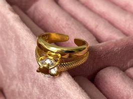 18KGP Zirkonia Solitär Herz Ring