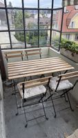 Gartentisch mit 4 Stühlen + Polster, Holz/Metall, top Zustan