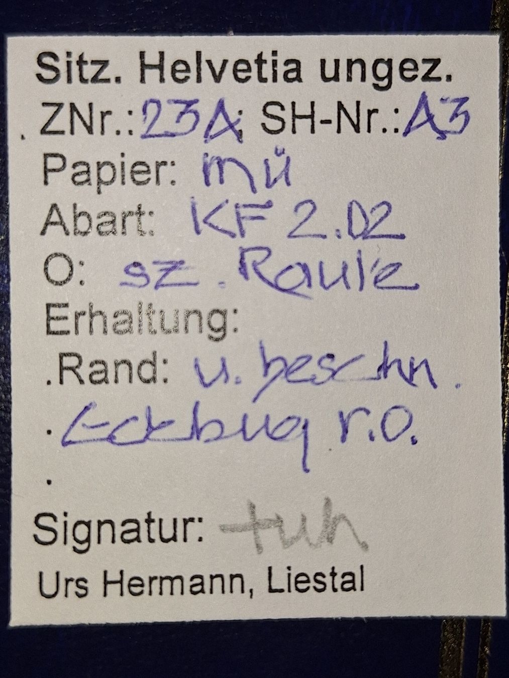 Tutti i francobolli: Strubel 23A3 mit Befund Kat. 110.- – Usato da Balgach venduto da SIMEON27 2