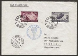 1938 : Brief von Eschen - Ballonpost Hornussen (AG)