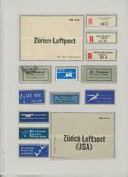14 x Flugpost Luftpost Etiketten Zettel ZUG - Zürich - USA +