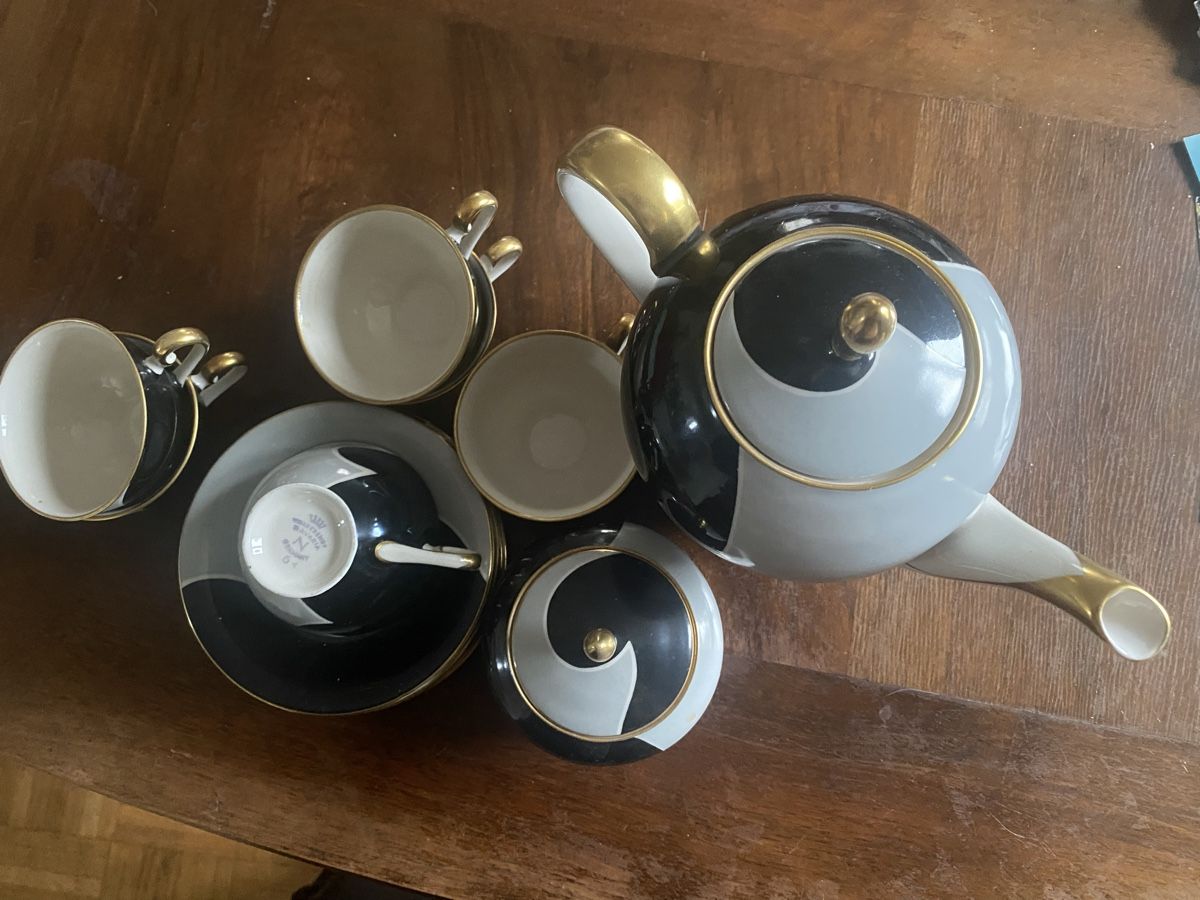 Set di piatti: Bavaria Mocca Kaffeeservice , Schwarz-Mint-Gold – Usato da Baden venduto da swiss-alps 1