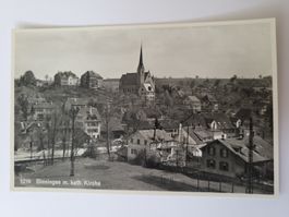 Alte Ansichtskarte Binningen m. kath. Kirche 1939 R4