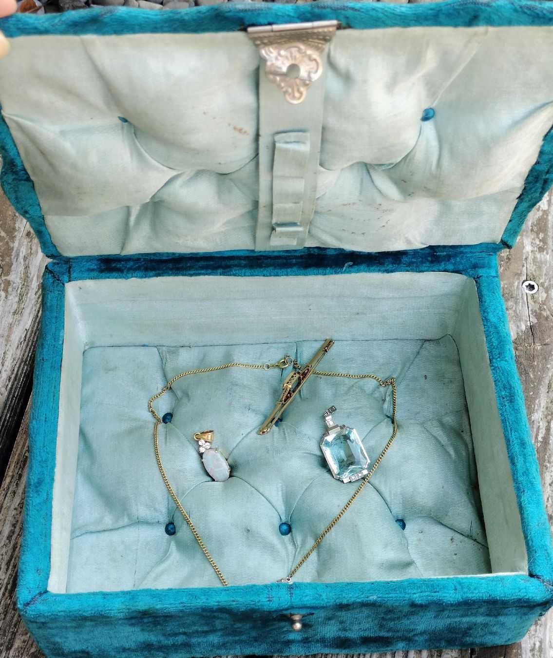 Cassapanche: Napoleon ||| Antike Blaue Samt Schmuckbox – Usato da schwyz venduto da larry91sz 8