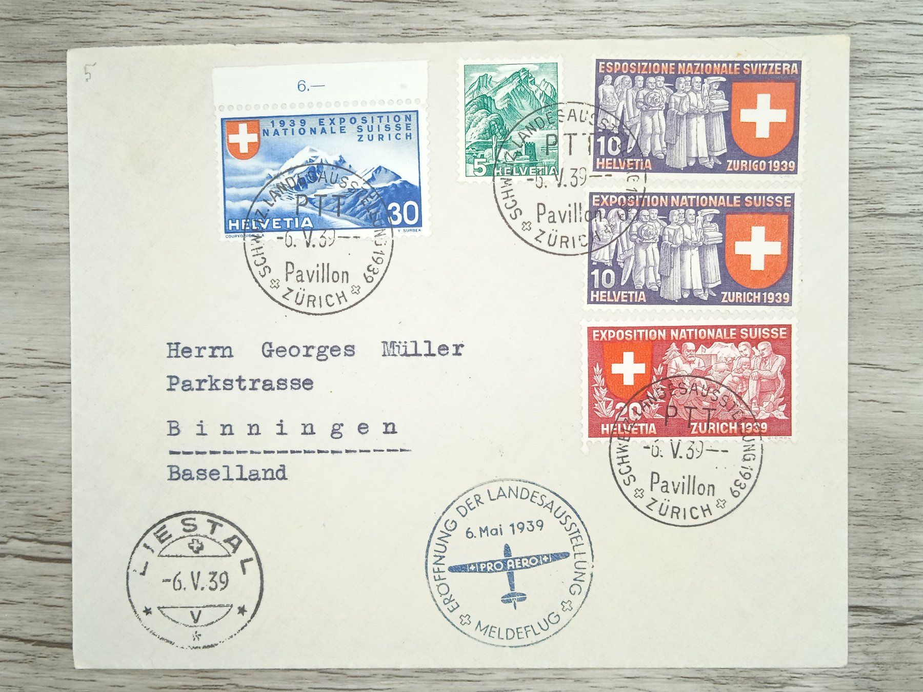 Tutti i francobolli: TR70 Enveloppe + Timbre Suisse 1939 – Usato da Cousset venduto da Patrick_Collections