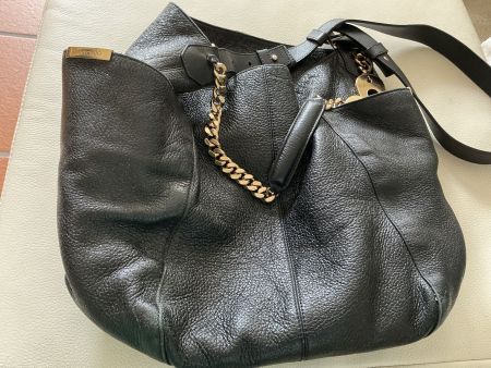 Jimmy Choo Leder Handtasche schwarz  glänzend