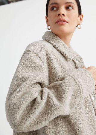 Female oversized wool blend boucle overshirt 36