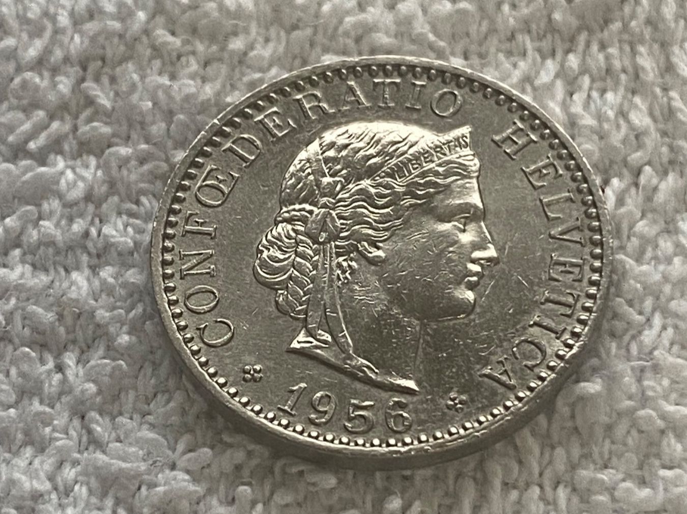 Alle Münzen: 20 centimes/rappen 1956 – Gebraucht aus Nyon von Ilmi09