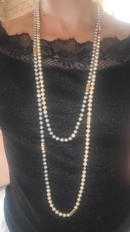 Collier Chaîne Perles Doré - Bijou Vintage élégant - Années 80/90