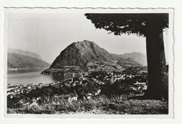 Alte Postkarte 1922, Luganersee mit Monte San Salvatore