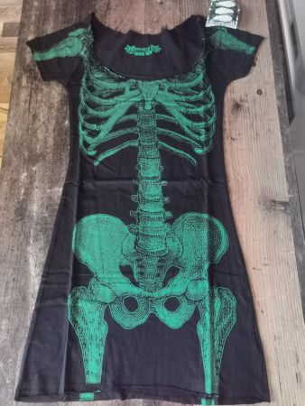 Kreepsville 666 Kleid Skeleton NEU S L grün schwarz