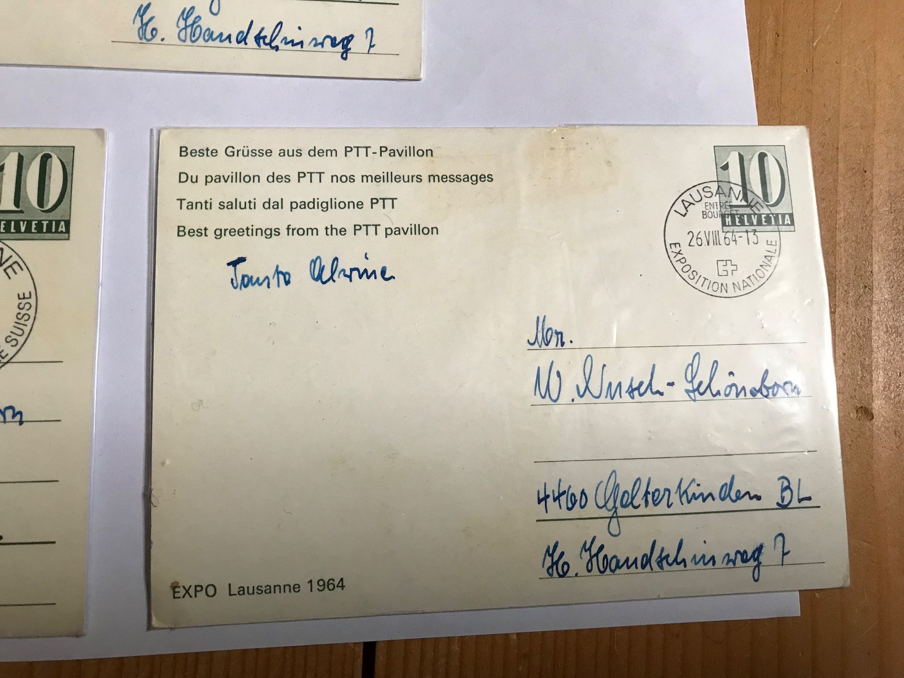 Tutti i francobolli: briefmarken, schweiz, 3 postkarten, 26.8.1964 – Usato da liestal venduto da makai05 6