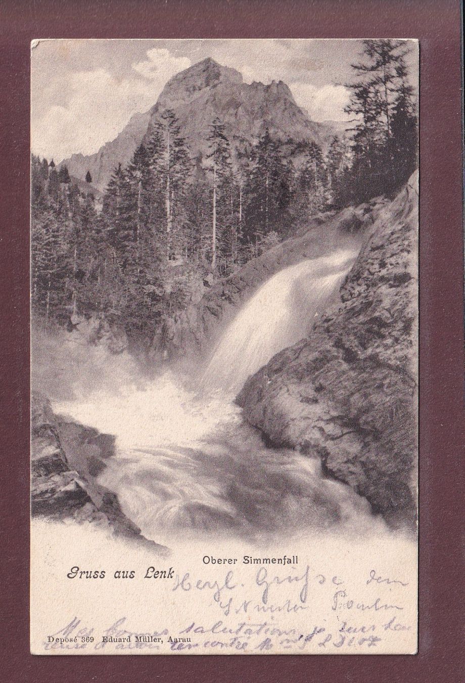 Cartes postales: Gruss aus LENK - Oberer Simmenfall - 1903 – D'occasion à Pully par nicecards