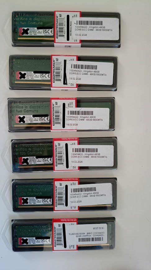 Kingston Memoria / RAM: 1x 48GB Kingston Server Premier DDR5-5600 ECC UDIMM – Nuovo e nell'imballaggio originale da Othmarsingen venduto da tob_b997