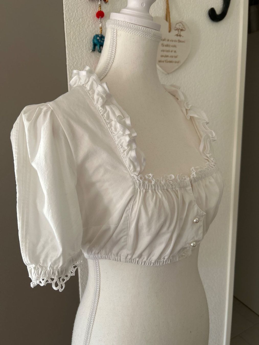 Krüger Camicette: Krüger Manufaktur Dirndlbluse weiss Gr.36 – Usato da Brunnen venduto da Nala2929 1