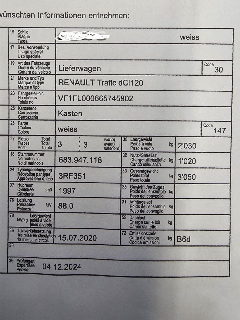 Renault Veicoli commerciali: RENAULT TRAFIC dCi120 L2H1 3.0t mit MFK – Usato da Diessenhofen venduto da Osio 9
