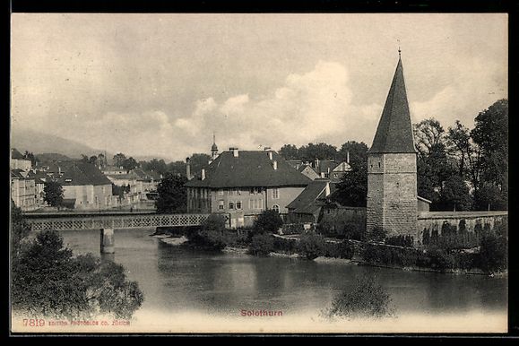 Cartoline postali: Solothurn, Stadtansicht mit Turm und Br – Usato da Berlin venduto da bartko-reher