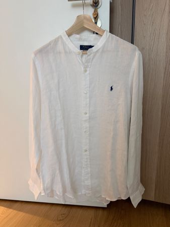 Polo Ralph Lauren Leinen Hemd Kragenlos Weiss Gr. XL (NEU)