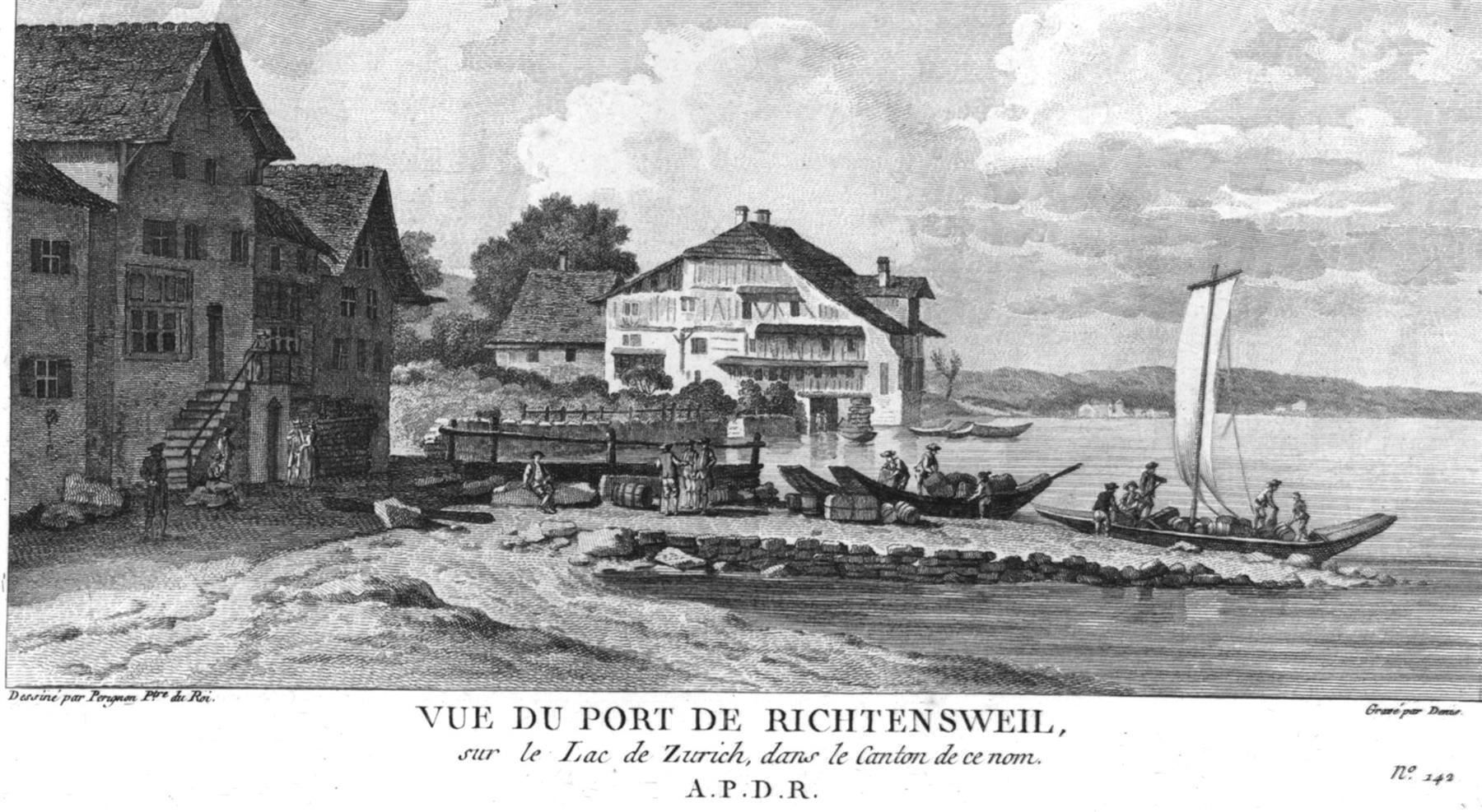 Incisioni: Richterswil Originalkupferstich 1780 – Usato da Rafz venduto da Helvet32 1