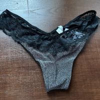 Intimissimi Sexy tanga di lurex- pizzo nero nuovo-S/M