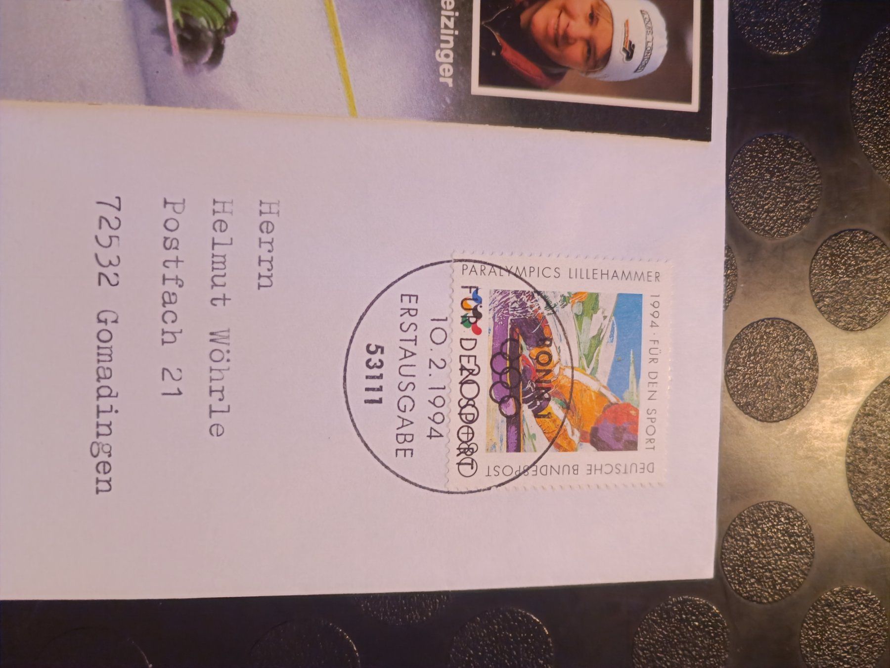 Autografi: Katja Seizinger - handsignierte Karte mit Sonderstempel FDC – Usato da Menziken venduto da Artographs 1