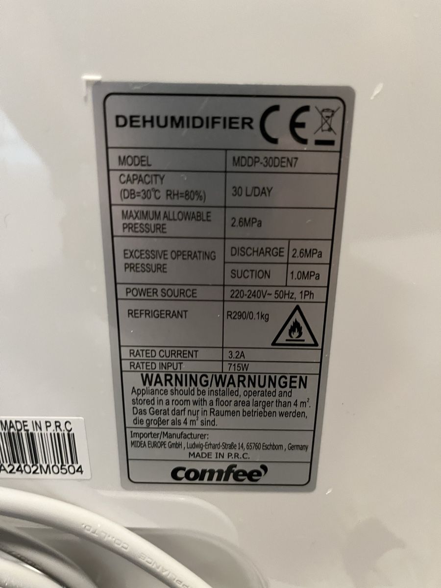 Comfee Deumidificatori: Luftentfeuchter  Comfee MDDP-30DEN7 60 m², 30 l/24h – Usato da Kloten venduto da MyCaptive76 2
