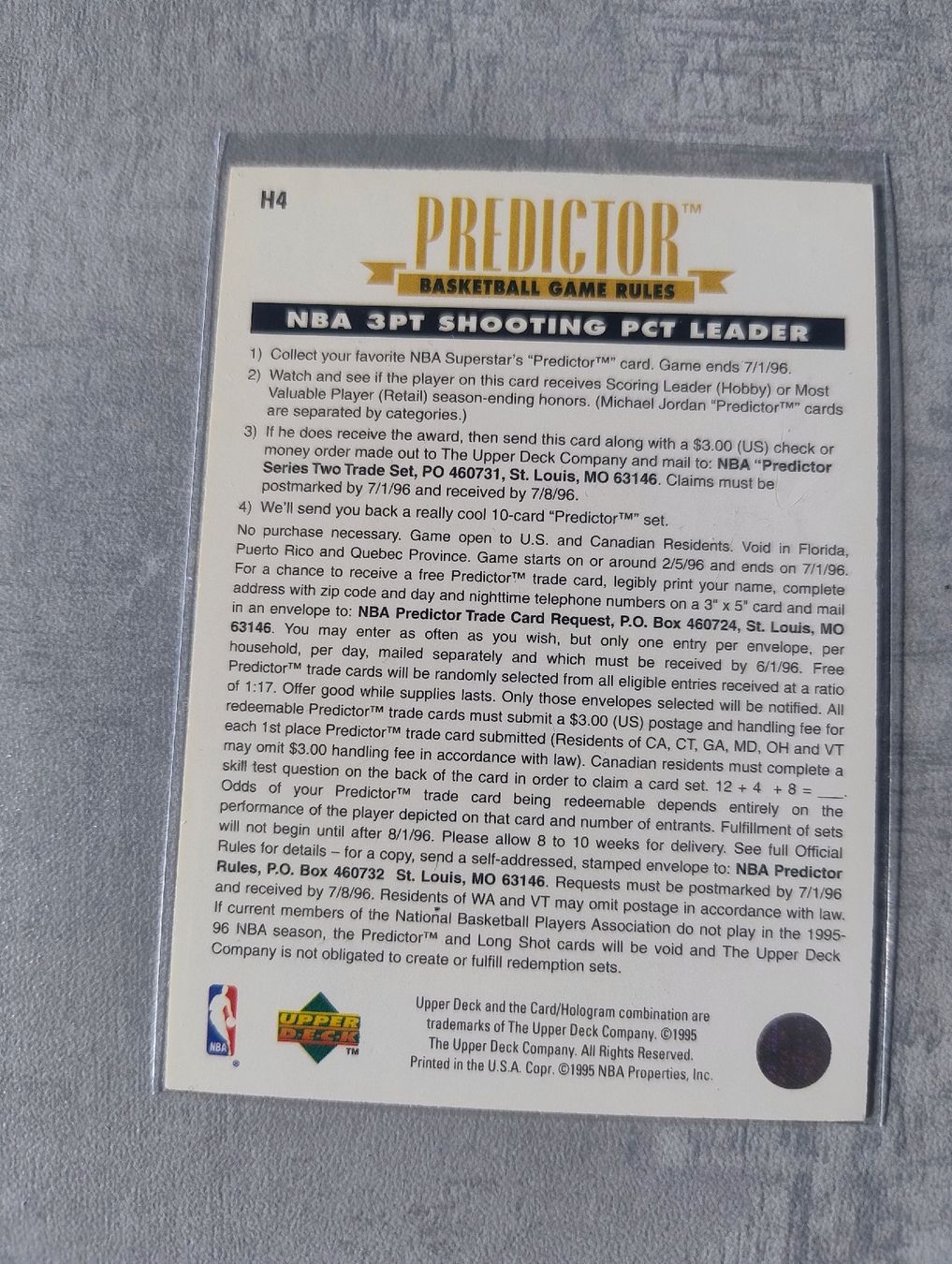 Nba Cartes à collectionner: NBA 1995 Upper deck Michael Jordan Predictor H4 – Neuf (Voir description) à Martigny par jul_7s5x 1