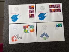 Schweiz Briefmarken vier verschiedene Ersttagsbriefe