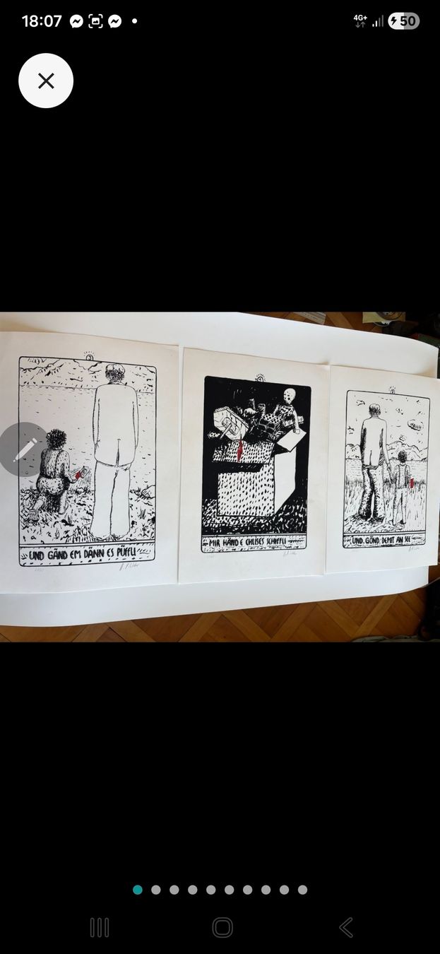 Xilografie: Triptychon H.P. Weber - Schiffli - Signiert 22/60 – Nuovo (secondo la descrizione) da Nyon venduto da elb_qt5b