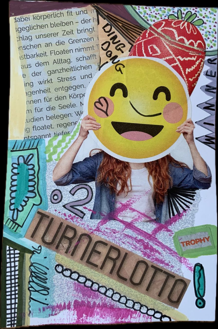 Gemälde: Ding Dong - C. Steffen - Collage - Outsider Art Brut - Karte – Neu und originalverpackt aus Sempach Station von blackhors