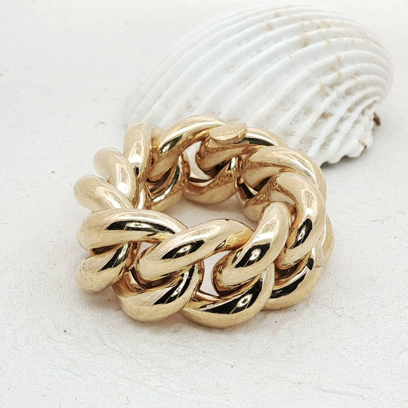 Olga Ribler Ringe: Statement Ketten Ring gelbvergoldet flexibel Grösse 68 - 70 – Neu (gemäss Beschreibung) aus Luzern von Schmuckoutlet 3