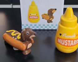Lustiges Hunde-Wurst & Senf-Streuer Set, Keramik, neu