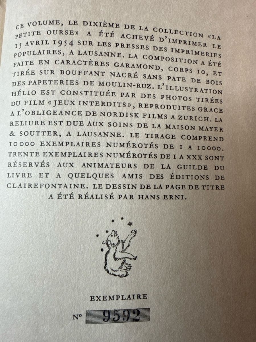 Bücher: BOYER François. Jeux interdits – Gebraucht aus Schmitten FR von Hohezelg 1