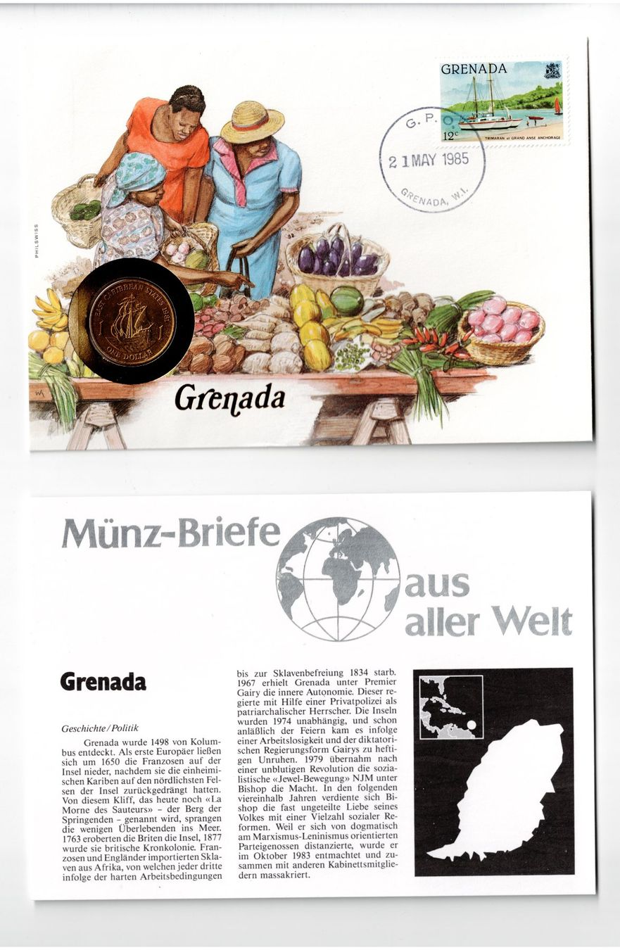 Tutti le monete: Grenada_1985_Münzbrief mit Beschreibung – Usato da Hombrechtikon venduto da Fraese01