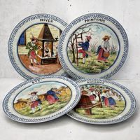 4 plateaux anciens faïence P.T. NOVE Italie "Les 4 saisons"