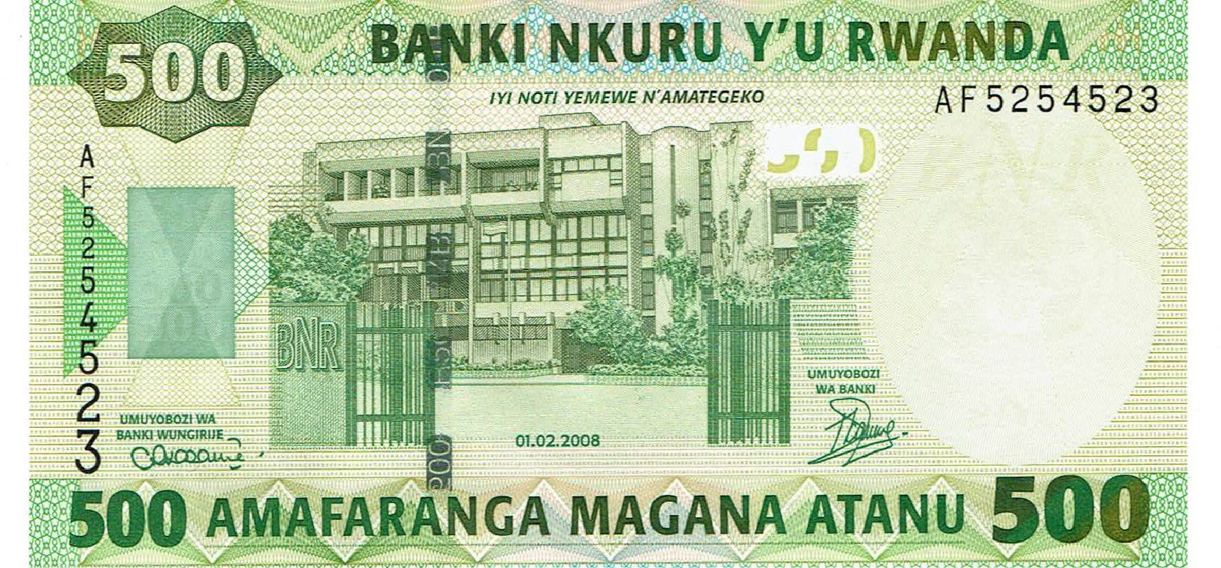 Banknoten: Rwanda 500 Francs 2008 P-34 UNZ – Neu (gemäss Beschreibung) aus Steffisburg von ber_8htf
