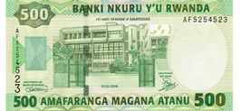 Rwanda 500 Francs 2008 P-34 UNZ