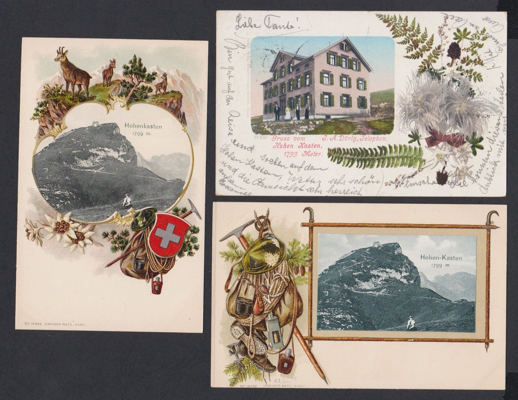 Cartoline postali: Hoher Kasten AI   -   3 alte Ansichtskarten um 1900 – Usato da Vitznau venduto da Ropaku