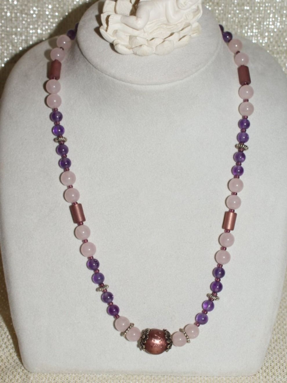 Catenine: Halbedelsteinkette Rosenquarz/Amethyst – Nuovo e nell'imballaggio originale da Kriens venduto da Wolly85 1