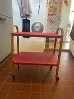 Servierwagen Holz roten Ablagen vintage