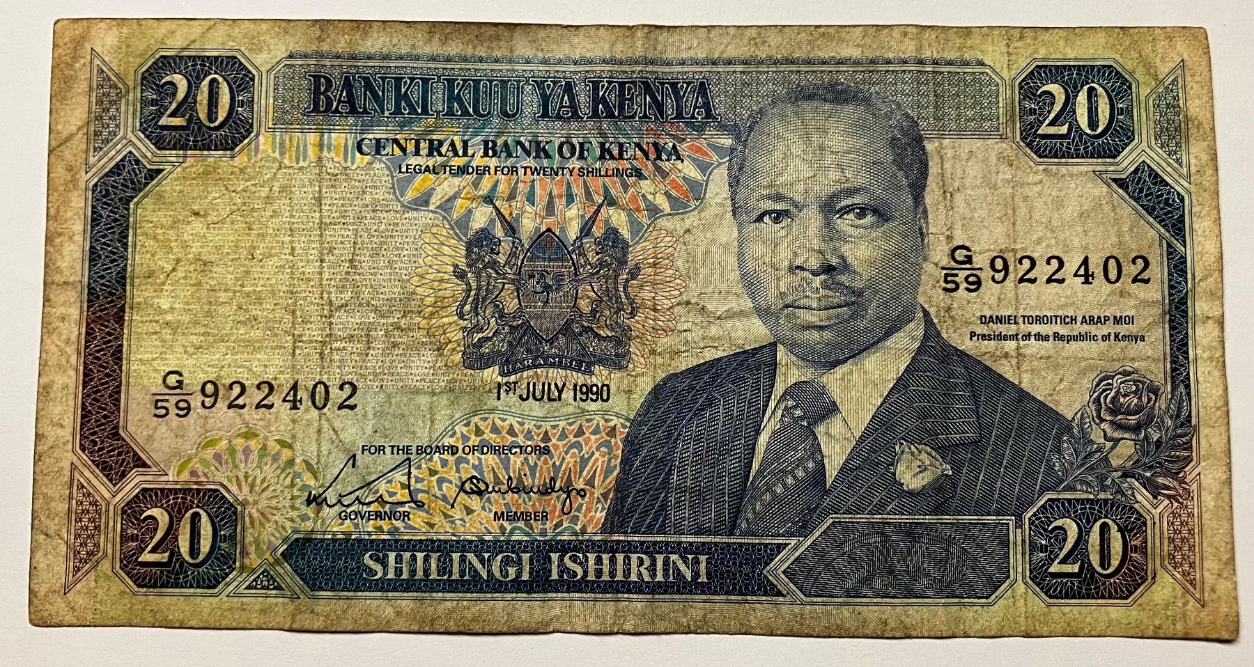 Banconote: Kenia 20 Shilingi 1990 – Usato da Algetshausen venduto da Carrhard
